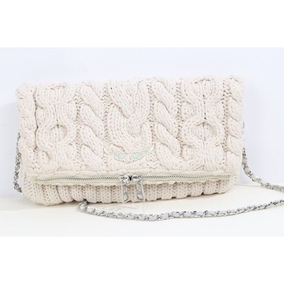 Zadig & Voltaire Rock Knitted Ivory Macramé Chain Shoulder Bag - Picture 9 of 16